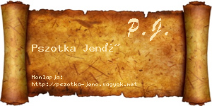 Pszotka Jenő névjegykártya